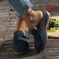 Women's casual wedge slippers in black with closed toe design and rubber sole