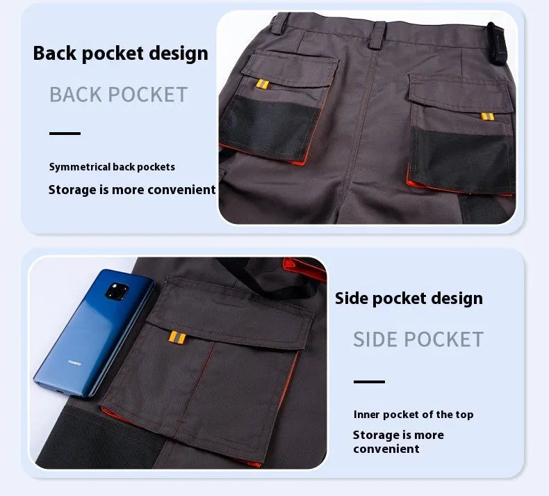 Men's dark gray large pocket cargo pants with multiple pockets, polyester moisture wicking fabric, Asian sizes S to 5XL