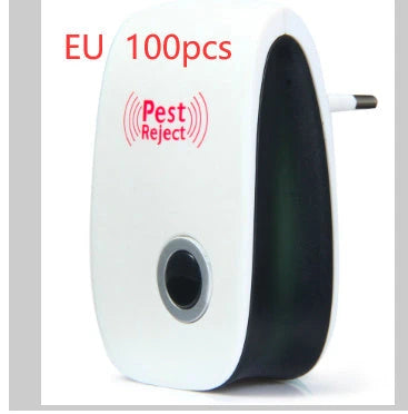 Electronic ultrasonic pest repeller for home use, measuring 90x56x50mm