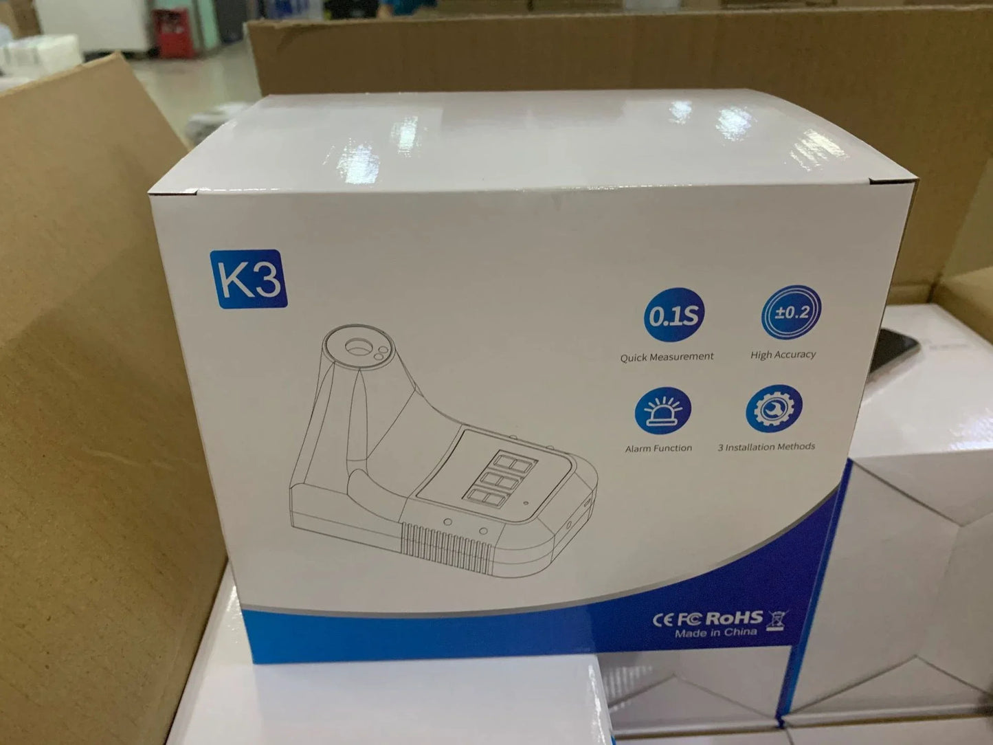 Wall-mounted touchless infrared thermometer with digital display and fever alarm