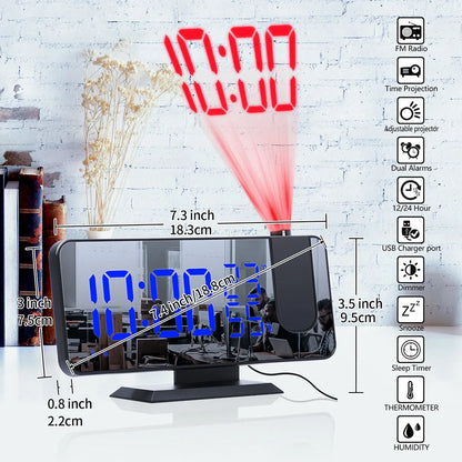 Multifunctional radio projection alarm clock with LED display and USB port