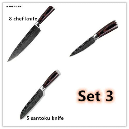 Premium stainless steel kitchen knife set with razor-sharp blades and ergonomic handles for precise cutting and slicing