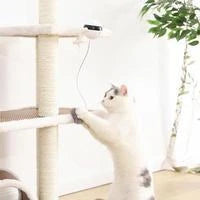 Electronic motion cat toy with real fur ball for interactive play
