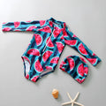 Cool watermelon children's swimsuit set with long sleeves and fruit print for girls