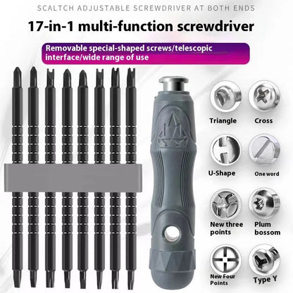 17-in-one magnetic screwdriver set with chrome vanadium steel bits