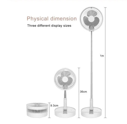 Powerful portable USB fan with adjustable airflow, long-lasting battery, and telescopic stand for indoor and outdoor use