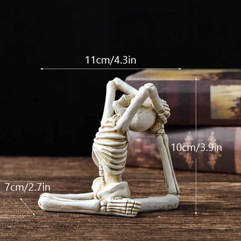 Halloween horror desktop decoration resin ornaments featuring detailed yoga skull skeletons