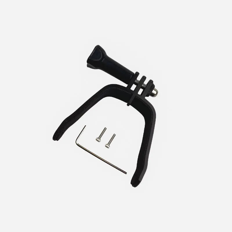 FPV drone panoramic top expansion bracket made of 3D printed hard plastic with soft sponge padding.