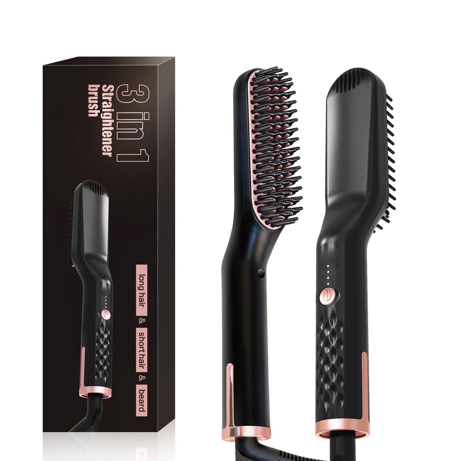 Multifunctional electric straightening hair comb with ceramic glaze and rotating cord