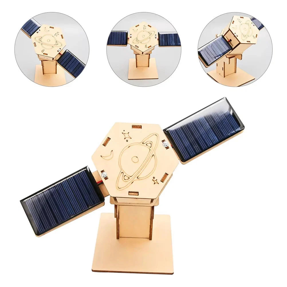 Solar-Powered DIY Space Satellite STEM Kit for kids, educational science toy