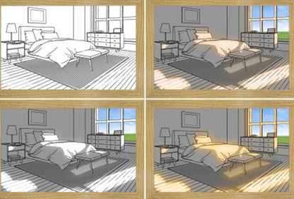 Customizable LED-illuminated picture frame with various scenic designs and lighting modes