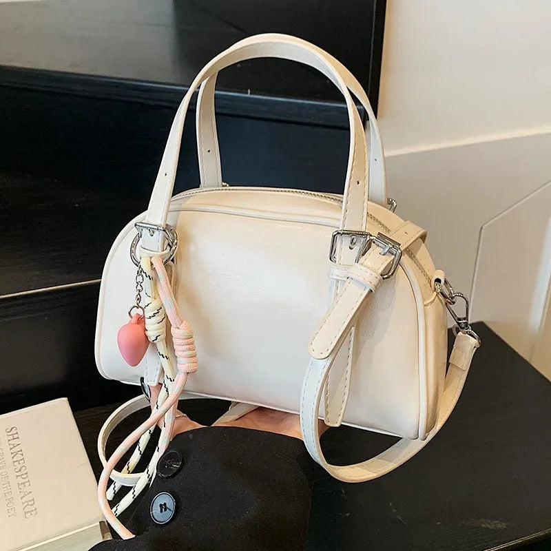Korean style small square shoulder bag in PU material with shell shape design