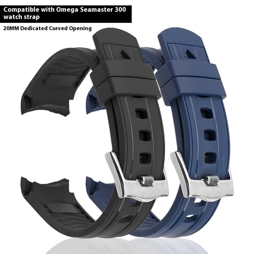 20mm width watch strap with silver buckle shown in multiple colour options including army green, sapphire blue, and dark red.