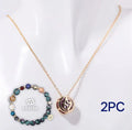 Natural stone beaded necklace and bracelet set in bohemian style with adjustable closure
