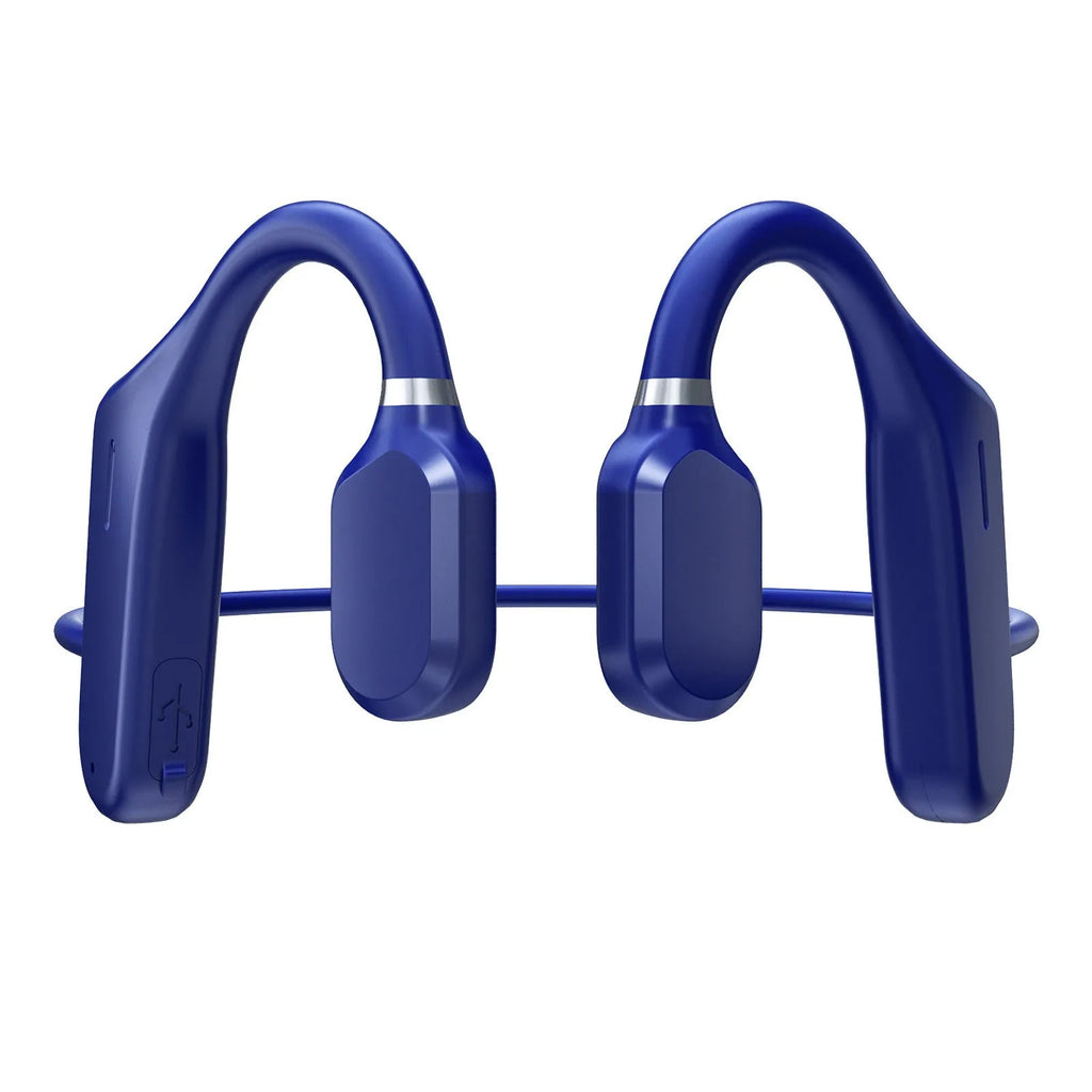 Bone conduction wireless Bluetooth 5.0 hanging ear headset in black blue and grey colour options