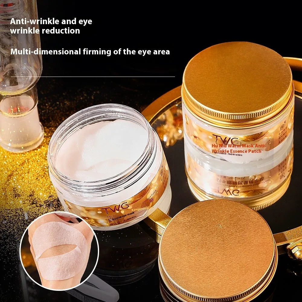 Snail essence eye mask box containing 40 tablets for dark circles and fine line treatment