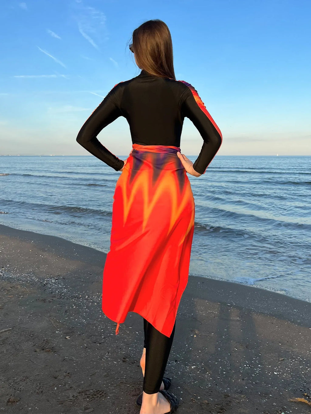 Women's conservative style beach swimsuit three-piece set in colour 427