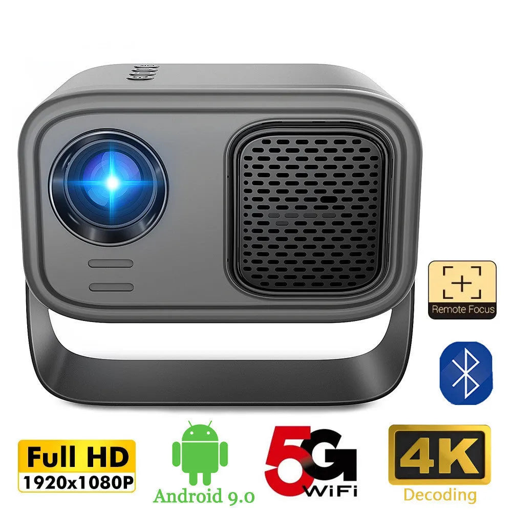 Black HD portable projector with Android software and remote control