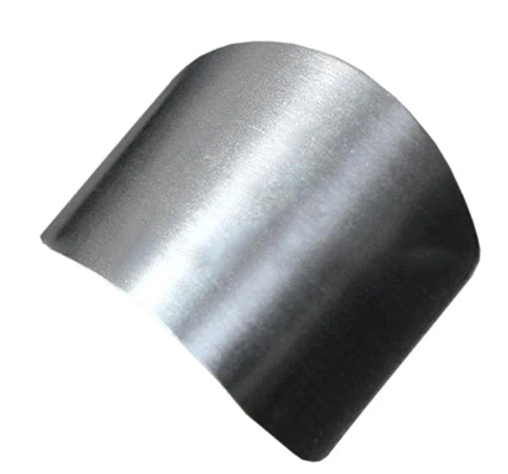 Stainless steel finger guard for safe vegetable cutting, available in single and double finger sizes