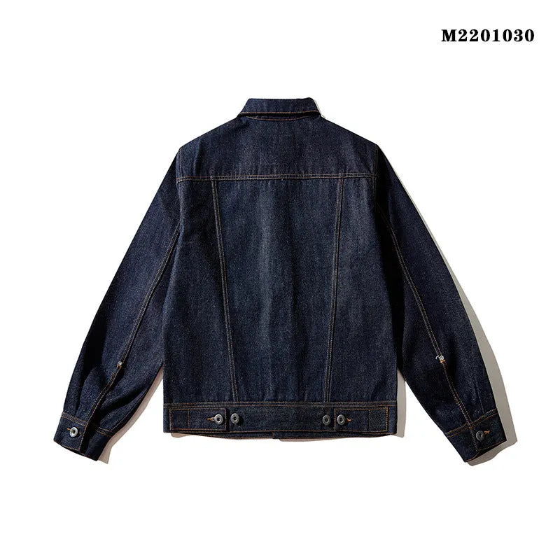 Men's raw pulp colour Japanese-style loose jacket with red edge cloth detailing