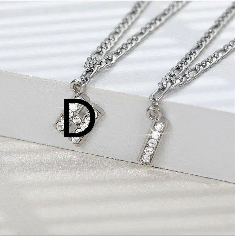 Customizable stainless steel anklet with zircon letters, available in various letter and silver letter options