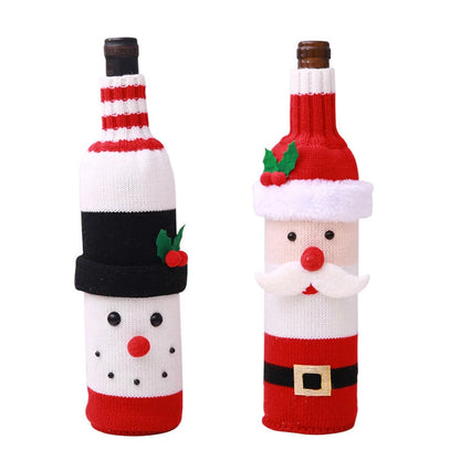 Festive Christmas wine bottle socks in vibrant holiday designs