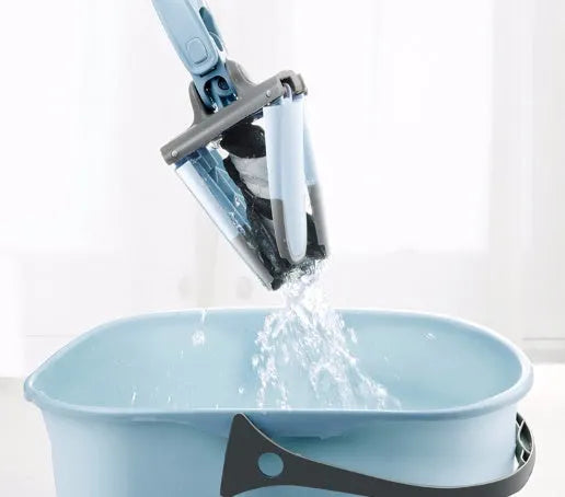 Hand-Free Flat Mop in Grey with microfibre pad for hands-free floor cleaning