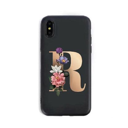 Alphabet silicone phone case showing individual letter design with TPU construction for iPhone protection