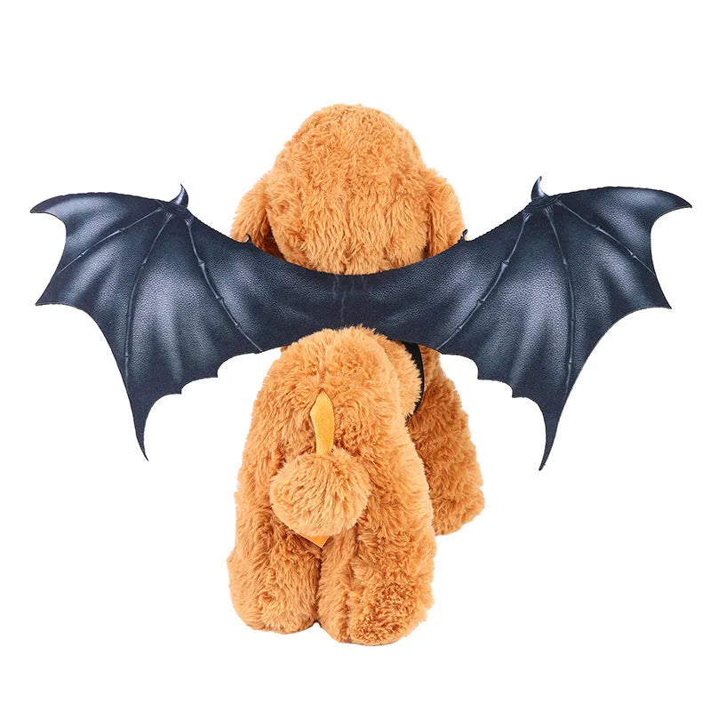 Black cloth bat wings Halloween costume for a cat or dog on a mannequin
