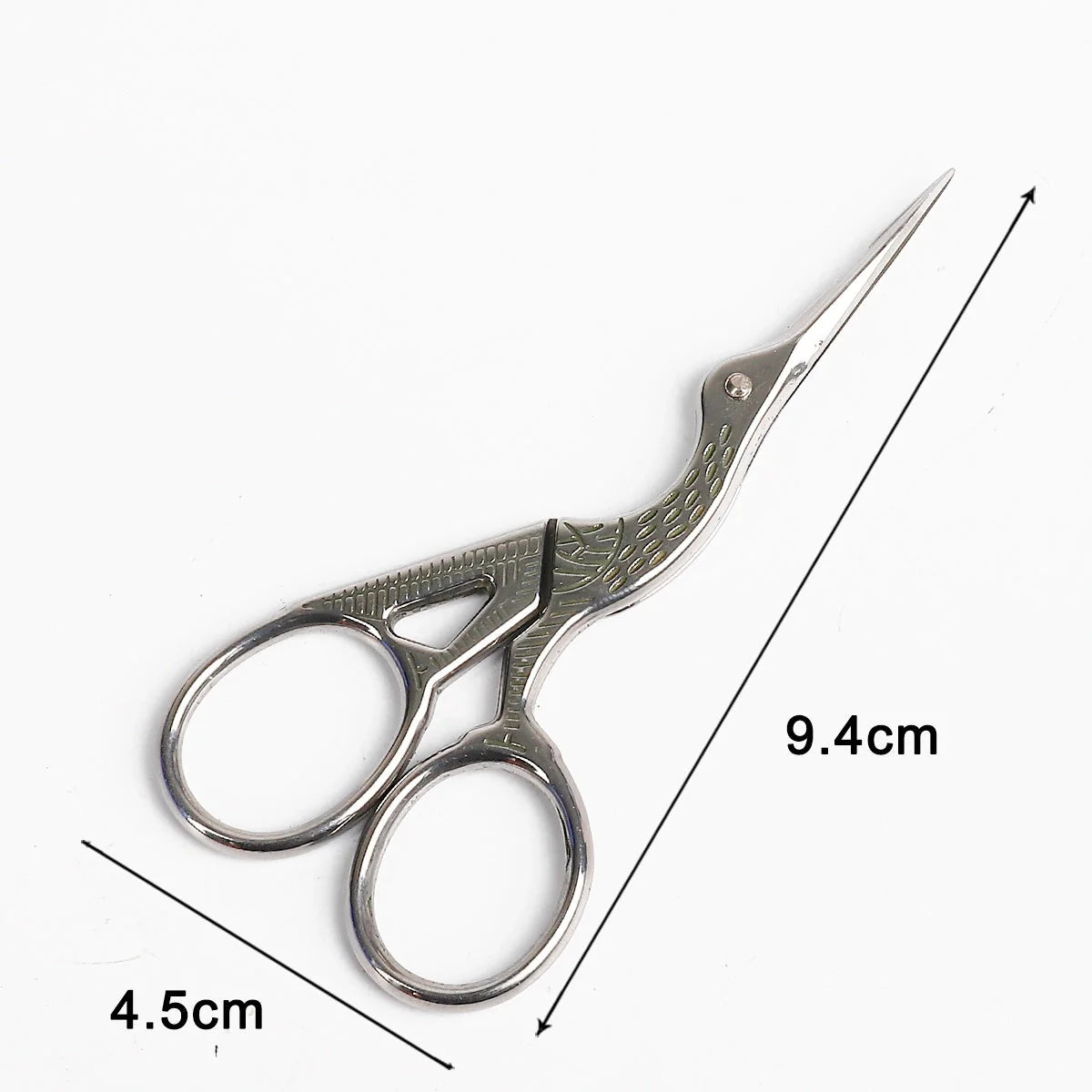 Stainless steel retro scissors in crane shape for precise cutting, available in multiple colours