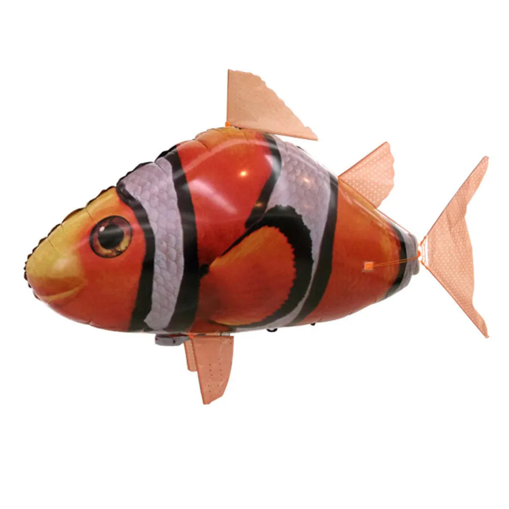 Remote control flying fish inflatable balloon in clownfish style, 152x100x60cm, helium-filled plastic
