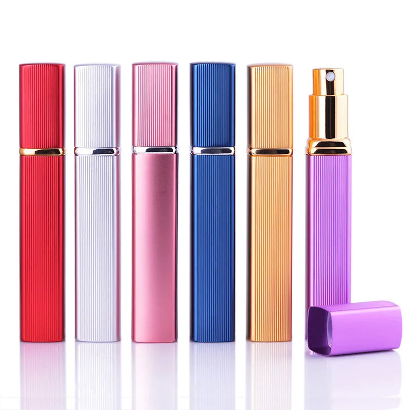 12ml aluminium perfume tube empty bottle with glass liner, lipstick type, square design, gold colour