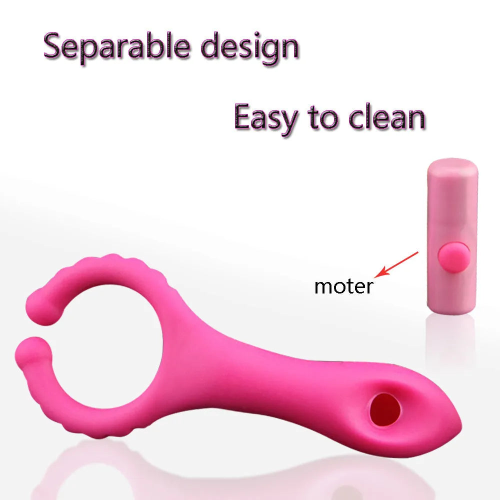 Seismic Clip silicone vibration clip in rose red, 103mm length, with 26mm caliber on a plain background