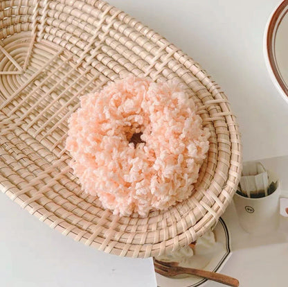 Korean style luminous hair circle plush head rope lady cloth hair tie in various colours