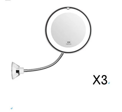 360 Swivel 10x Magnifying Bright LED Lighted Makeup Mirror with adjustable gooseneck