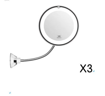 360 Swivel 10x Magnifying Bright LED Lighted Makeup Mirror with adjustable gooseneck