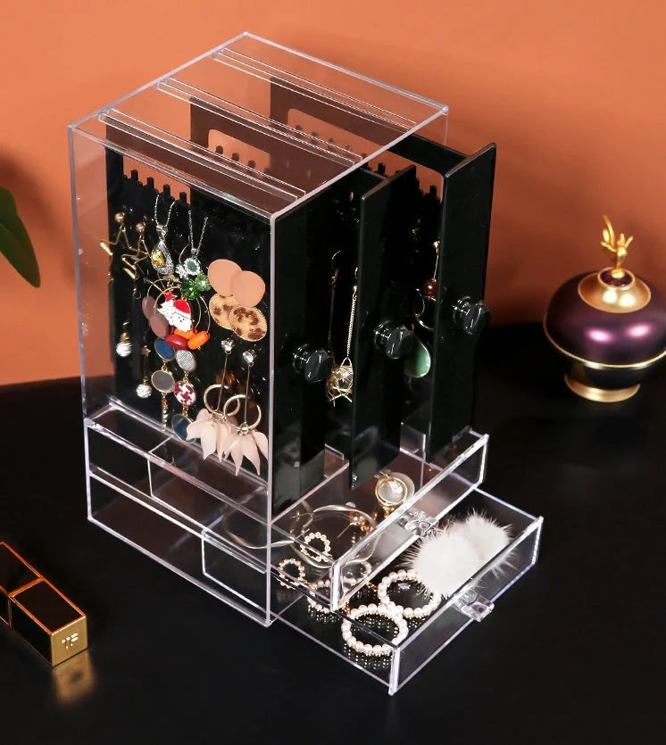 Clear acrylic cosmetic storage box for organizing beauty products