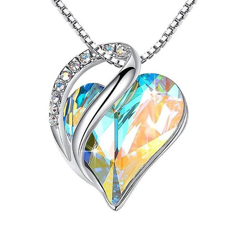 925 silver heart-shaped geometric necklace for women in various colours