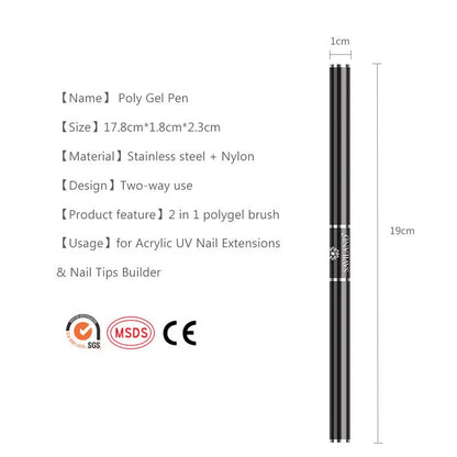 Manicure Double Head Phototherapy Brush Set for UV gel nails, black design