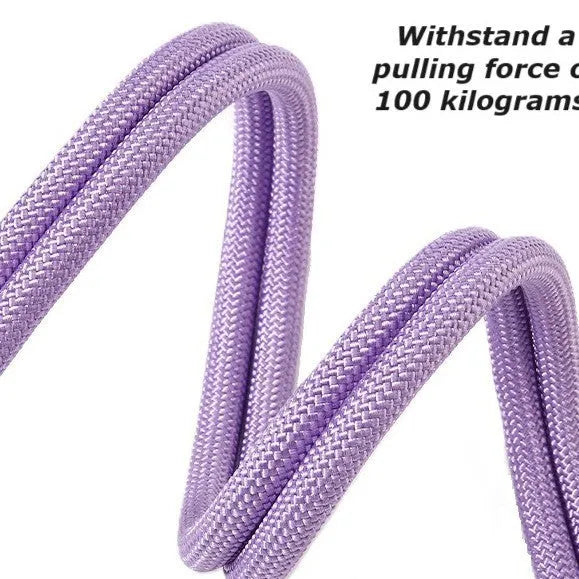 Nylon dog leash with foam handle in four colour options: black, light purple, sky blue, yellow.