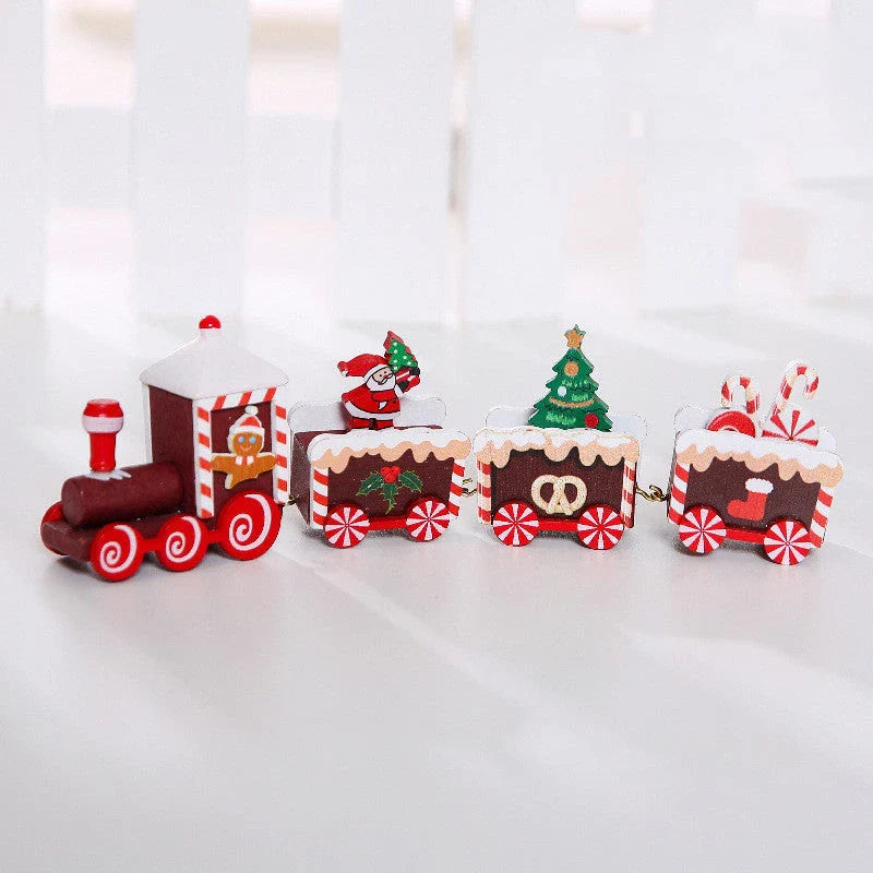 Wooden Christmas train set in various colours for festive decor