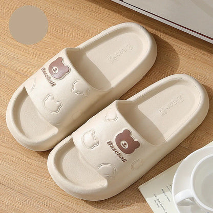 Cartoon bear slippers with thick non-slip EVA soles in various colours for indoor comfort