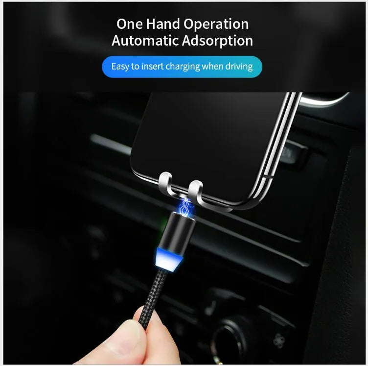 YBD 1 metre magnetic LED charging cable with cotton yarn weaving and aluminium shell
