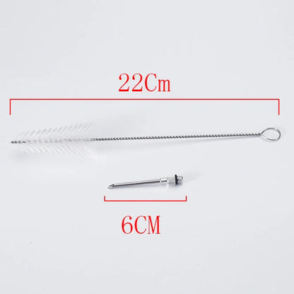 Drip oil seasoning tube with cleaning brush, 6.4X31.5cm, in blue, green, or red