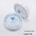 Transparent white elastic fishing line reel for DIY jewellery making in multiple diameters.
