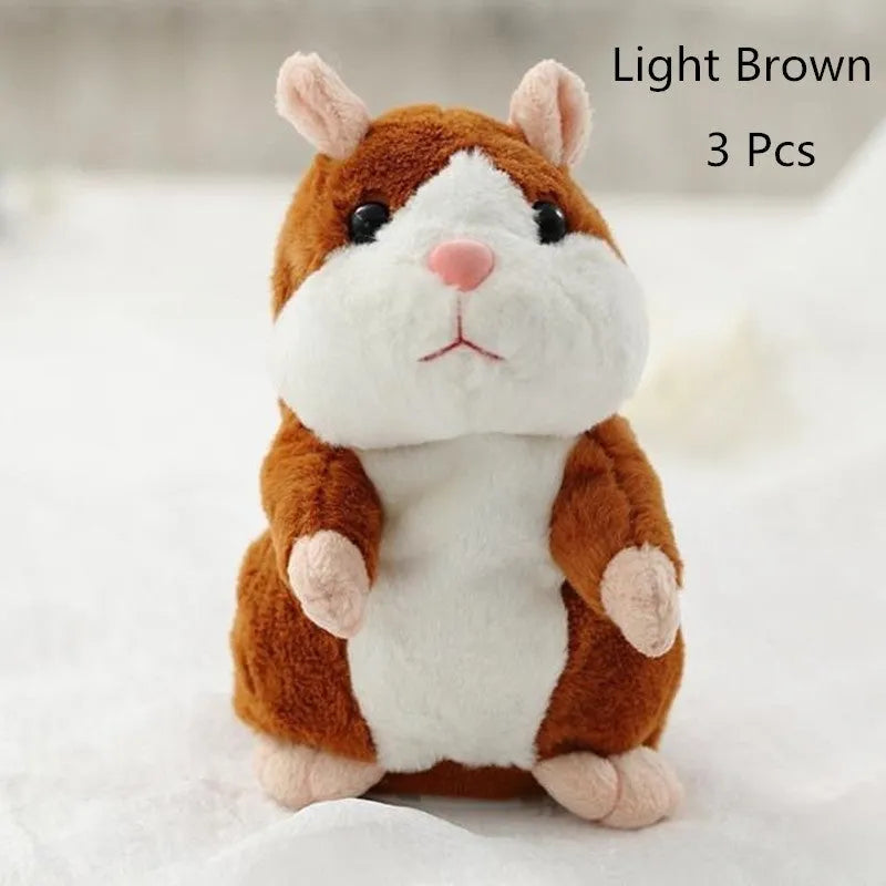 15cm little talking hamster plush toy in light brown colour, repeats what you say