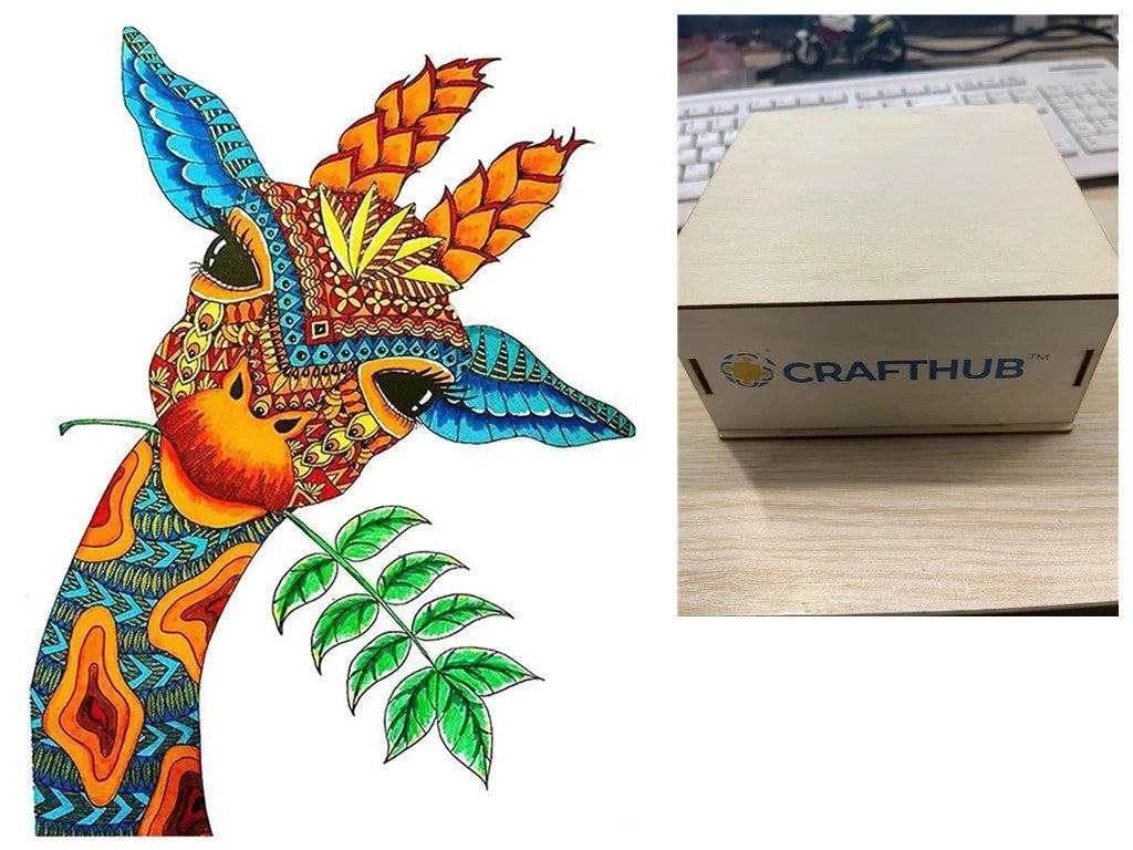 Animal Puzzle Craft Hub A3 Size Wooden Box for puzzle storage and display