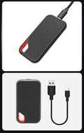 Black SSD mobile solid state drive with Type-C 3.1 interface in ABS plastic shell