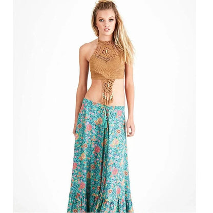 Crochet tassel bikini set with adjustable ties in black, khaki, and white colours showing front and back views