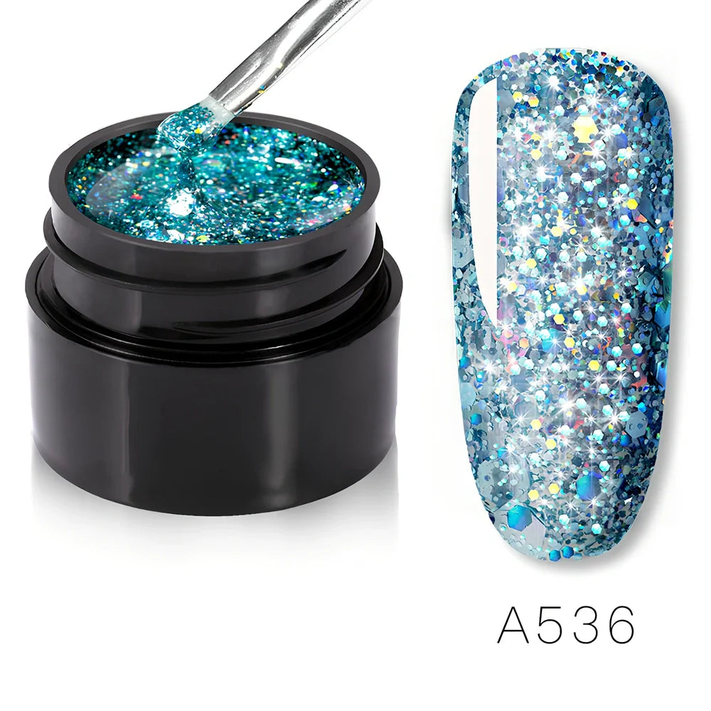 Bottle of colorful nail polish in shades RFA531 to RFA538, 10ml glass with glossy finish